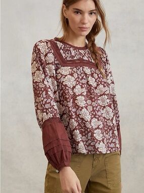 Cleobella Rafia Lace Balloon-Sleeve Blouse